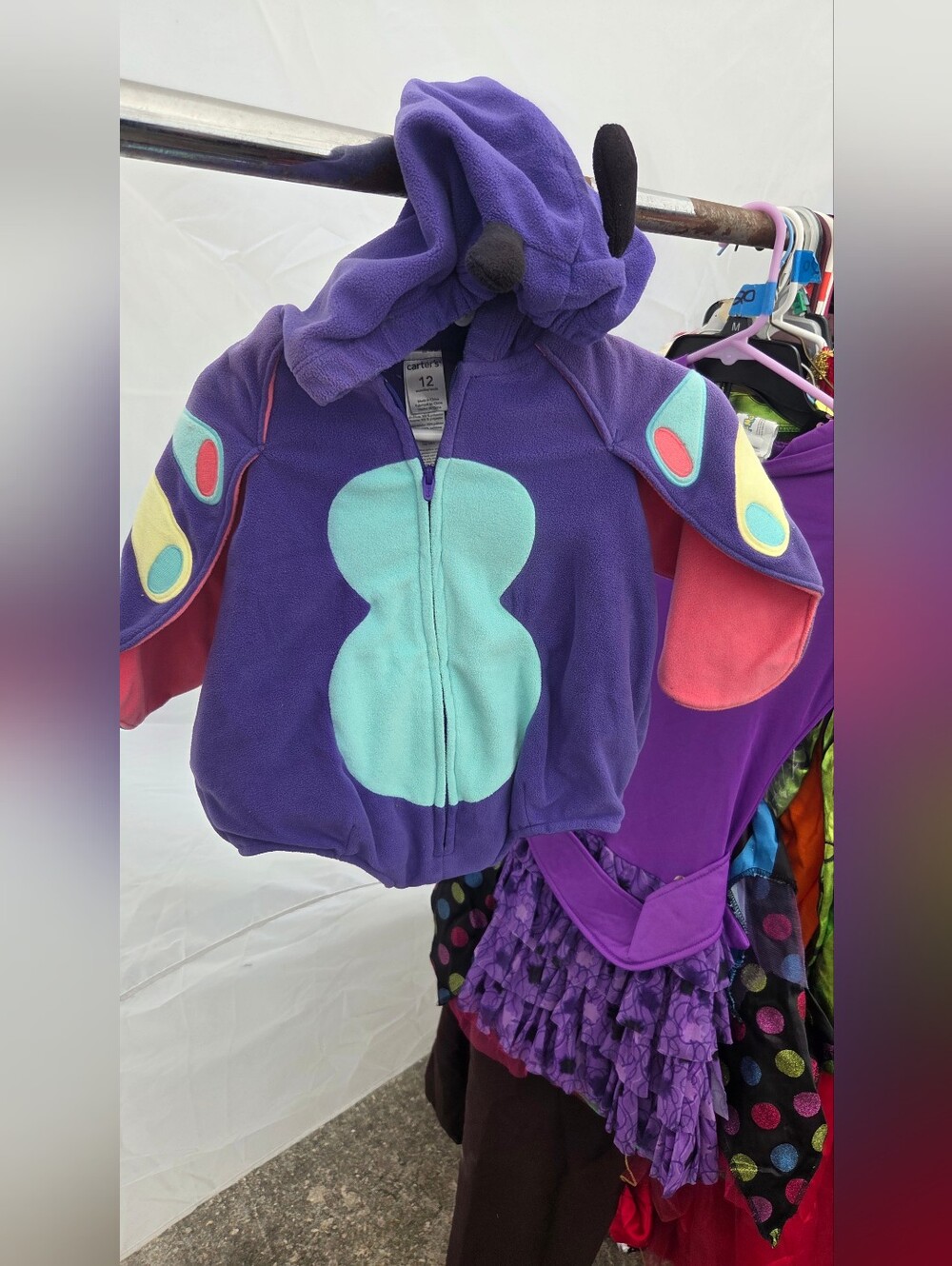 Carter's purple butterfly fleece jacket with ears and wings. Size: 3-6 months #k